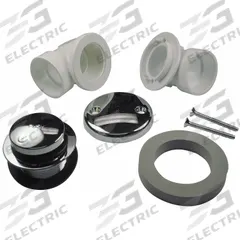 AB&A Waste and Overflow Kit: Stainless Steel, 1 1/2 in Overall Dia, 2 1/2 in Overall Ht, Toe Touch (MPN 60353). Key specifications — Color: Silver; Includes: Bath Waste; Connection Type: Solvent Weld; Material: Stainless Steel; Grate Material: Stainless Steel.