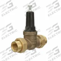 WILKINS Water Pressure Reducing Valve: FNPT x FNPT, 3/4 in Pipe Size, Cast Bronze, 25 psi to 75 psi (MPN 34-20XLDU). Key specifications — Brand: WILKINS; Union Type: Double Union; Low-Lead Compliance: Low-Lead Compliant.