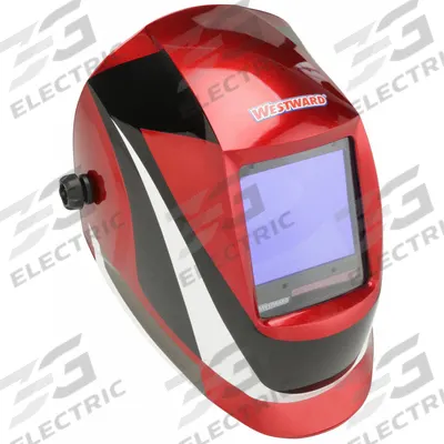 WESTWARD Welding Helmet: Auto-Darkening, 4 Arc Sensors, Graphics, Black/Red/White - Auto-Darkening Welding Helmets - Graphic