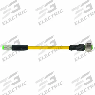 MURRELEKTRONIK Cordset: M8 Male Straight X M12 Female Right Angle, PUR, Yellow - M12 x M8 Cordsets with PUR Jacket for Twisting Applications