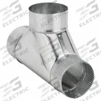 Duct Tee: Steel, For 4 in Dia, 10 1/2 in Lg, 4 in Inlet Dia, 4 in Outlet Dia, 26 ga Material Thick (MPN GRFTJ4GA26). Key specifications — Connection Type: Press Fit; Seal Material: Co-Polymer; Brand: GREENSEAM; Max. Pressure Rating: 2 in wc.