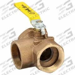 APOLLO Manual Three-Way Ball Valve: 2 in, Bronze, L Flow, FNPT x FNPT x FNPT, Std Port Ball Port (MPN 7060801). Key specifications — Brand: APOLLO; Handle: Lever.