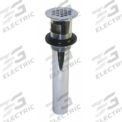 KISSLER Drain Assembly: Brass, Chrome, 8 in Overall Ht, 1 1/4 in Overall Dia - Sink Drains with Flat Strainer
