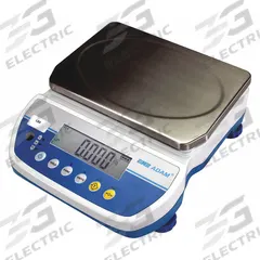 ADAM EQUIPMENT Industrial Bench Scale: 7 1/8 in x 9 5/8 in, 65 lb Wt Capacity - Imperial (MPN LBX30). Key specifications — attr1341383: USB; attr1341384: 5 g/0.01 lb; attr1341400: ADAM EQUIPMENT; attr1383935: Stainless Steel.