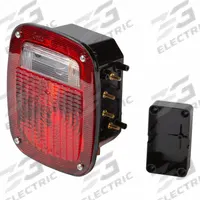 GROTE Stop/Turn/Tail Light: Incandescent, Stop, Turn, and Tail Combo Light, Clear/Red, Square, Posts (MPN 52902). Key specifications — Standards: FMVSS 108; Electrical Connection: Posts; Brand: GROTE; Installation Type: Permanent; Lens Color: Clear; Mount Type: Stud; Lighting Technology: Incandescent; Light Type: Stop, Turn, and Tail Combination Light.