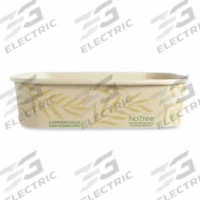 WORLD CENTRIC Carry-Out Food Container: Tan, Base Container, 1 Compartments, Rectangular - Rounded-Edge Molded Fiber Containers