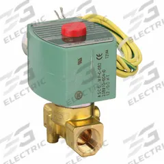REDHAT Solenoid Valve: 2-Way, Normally Closed, 3/8 in Pipe Size, 12V DC, High Flow, Brass Body (MPN 8263H200LF 12/DC). Key specifications — Pipe Size: 3/8 in; Voltage: 12V DC; Brand: REDHAT.