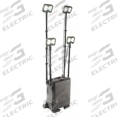 PELICAN Temporary Job Site Light: LED, 5,300 lm Max Brightness, 1 No. of Brightness Levels, IP54 (MPN 9470M). Key specifications — Operating Voltage: 12V DC; Frame Color: Black; Brand: PELICAN.