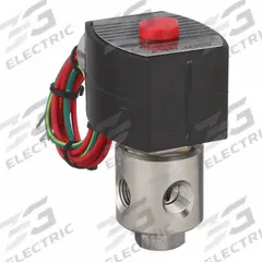 REDHAT Solenoid Valve: 3-Way, Normally Closed, 1/4 in Pipe Size, 110V AC/120V AC, Direct Mount (MPN EF8320G203). Key specifications — Pipe Size: 1/4 in; Voltage: 120V AC; Brand: REDHAT; Coil Enclosure: Watertight.