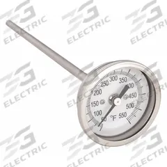 APPROVED VENDOR Dial Thermometer: 50°F to 550°F, 6 in Stem Lg, 2 in Dial Dia (MPN 1NFX4). Key specifications — Accuracy: ±1.5 % Below 150 °F; Brand: APPROVED VENDOR.