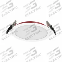 ETI Fire-Rated Down Lighting: 6 in Dia, 1,200 lm, 2700K/3000K/3500K/4000K/5000K, 14 W, 120V AC (MPN FRCDL-6IN-1200LM-9-CP5-SV-TD). Key specifications — Trim Color: White; LED Replacement For: 75W; Dimmable: Yes; Color Temperature: 2700K; Brand: ETI; Voltage: 120V AC.