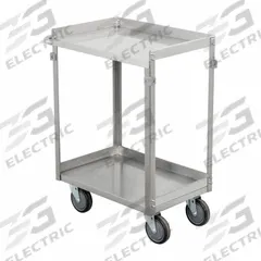 APPROVED VENDOR Utility Cart: 600 lb, 24 in L x 16 in W Shelf, 2 Shelves, Silver, Flat (MPN 828VJ2). Key specifications — Caster/Wheel Configuration: (4) Swivel; Brand: APPROVED VENDOR; Caster Wheel/Tread Material: Polyurethane.