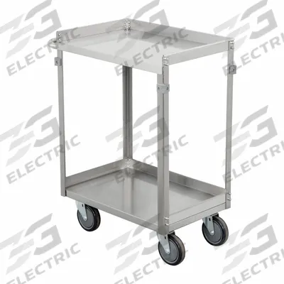 APPROVED VENDOR Utility Cart: 600 lb, 24 in L x 16 in W Shelf, 2 Shelves, Silver - NSF-Compliant Utility Carts