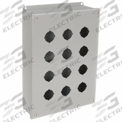 WIEGMANN Push Button Enclosure: 30mm, 12 Holes, Carbon Steel - Enclosures for 30mm Operators