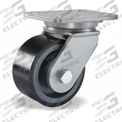 HAMILTON Plate Caster: Swivel, Side Brake, Polyurethane, 6 in Wheel Dia, 3 in Wheel Wd, Slot, Ball (MPN S-CH-63DB70-4SL-FB). Key specifications — Wheel Bearing Type: Ball; Wheel/Tread Color: Black; Brand: HAMILTON; Caster Type: Swivel with Brake.