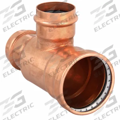 VIEGA PROPRESS Crimp Tee Fitting: Tee, 3 in CTS x 2 in CTS x 2 1/2 in CTS size - Plumbing Copper & Bronze Press Tube Fittings