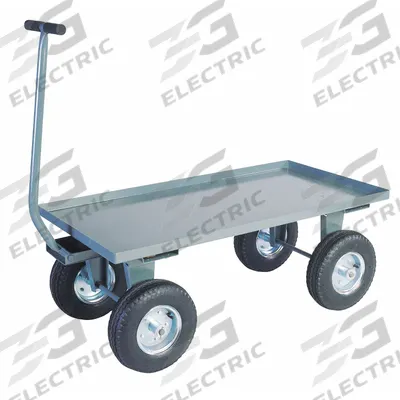 JAMCO Wagon Truck: 2,000 lb Cap, 48 in L x 24 in W x 19 in H Deck, T-Shaped, 12 ga Frame - Lipped Metal Deck Trucks