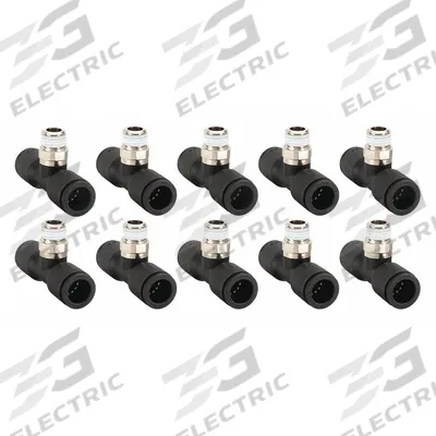 LEGRIS Push-Fit Tee Fitting: 12 mm OD x 12 mm OD x 1/4 in Pipe Size, Tube x Tube x MBSPT - Nylon & Nickel-Plated Brass Tube Fittings