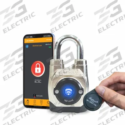EGEETOUCH Bluetooth Padlock: Silver, Zinc Die-Cast - Standard Shackle Bluetooth Padlocks