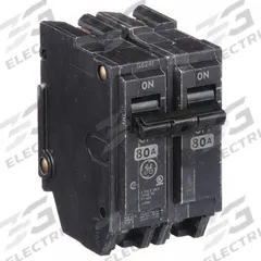 GE Miniature Circuit Breaker: THQL, 80 A, 120/240V AC, Single Phase, 10kA at 120/240V AC, Std (MPN THQL2180). Key specifications — Amps: 80 A; AC Voltage Rating: 120/240V AC; Phase: Single; Max. AIR Rating: 10kA at 120/240V AC; For Use With: Power Mark Gold Load Centers and AQ Lighting Panels.