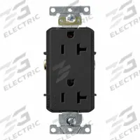 LEVITON Duplex Receptacle Outlet: Duplex, 5-20, Black, 125V AC, 20 A, 2 Pole / 3 Wire (MPN 16352-E)
