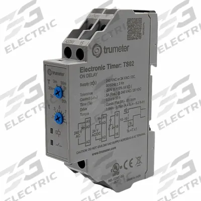 TRUMETER Time Delay Relay: 240V AC/24V AC/DC - DIN Rail-Mounted Relays