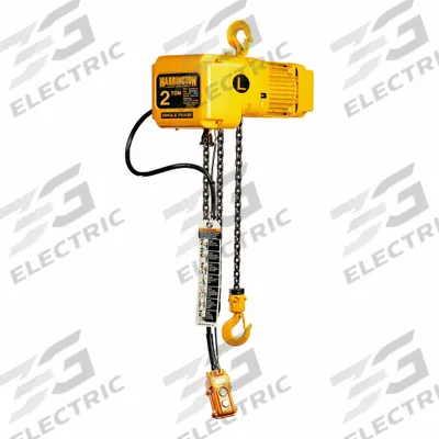HARRINGTON Extended Lift Electric Chain Hoist: H4 - Heavy Duty, 115/230V AC - High-Lift Extended Use Hoists