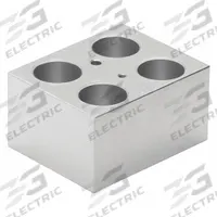 LW SCIENTIFIC Heat Block: Metal, 3 3/4 in Overall Wd, 3 in Overall Lg, 4 Wells, 29 mm Well Dia (MPN DBP-04PL-5077). Key specifications — Product Type: Dry Block Heater; Includes Thermometer Well: Yes; Material: Metal; Volume Capacity: 50 mL; Brand: LW SCIENTIFIC.