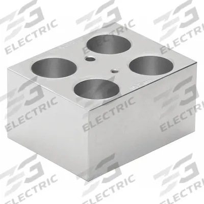 LW SCIENTIFIC Heat Block: Metal, 3 3/4 in Overall Wd, 3 in Overall Lg, 4 Wells - Dry Bath Blocks