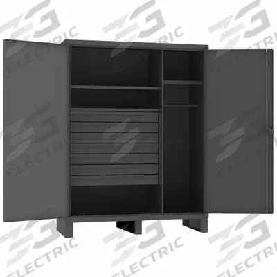 DURHAM MFG Storage Cabinet: 60 in x 24 in x 78 in, 5 Shelves, 7 Drawers - Industrial Combination Cabinets with Drawers