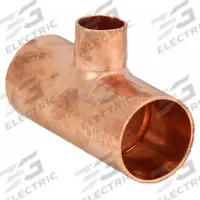 NIBCO Sweat Fitting Tee: 1 1/2 in CTS x 1 1/2 in CTS x 1/2 in CTS, Cup x Cup x Cup, Wrot Copper (MPN 611-11/2X11/2X1/2)