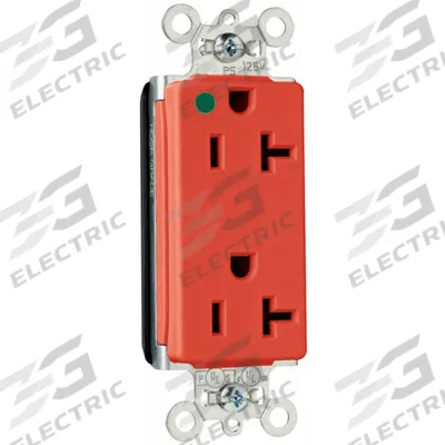 PASS & SEYMOUR Receptacle: Hospital Grade, Decorator Duplex, 5-20R, Red - General Purpose Receptacles