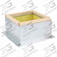 Roof Curb: Fixed Nonventilated Curbs, Square Curb, 21.5 x 21 1/2 in Inside Dim, Mfr Part # 2RB77. Key specifications — Curb Outside Width: 24-1/2 in; Finish: Galvanized; For Fan Type: Downblast Fans; For Use With: 26 in Square Base; Standards: UL 705; Manufacturer Part Number: 2RB77; Brand: DAYTON; Curb Inside Width: 21-1/2 in.