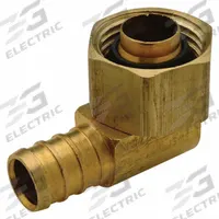 ZURN Barbed Fitting Elbow: 1/2 in Pipe x 1/2 in Pipe Size, FNPT x Barbed, Brass (MPN QQE33BSGXP). Key specifications — Brand: ZURN; Connection Type: FNPT x Barbed.