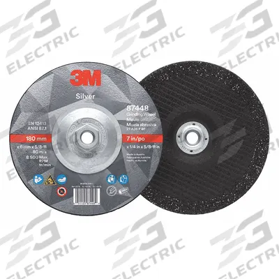 3M Depressed Center Grinding Wheel: Type 27, 7" x 1/4" x 5/8"-11, Ceramic - Cool-Cutting Grinding Wheels for Carbon & Stainless Steel