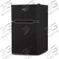 BLACK & DECKER Refrigerator: Black, 3.1 cu ft Total Capacity, 2 Shelves, Energy Star Certified (MPN BCRDK32B). Key specifications — Includes Ice Maker: No; Color: Black; Defrost: Manual; Energy Star Certified: Yes; Brand: BLACK & DECKER.