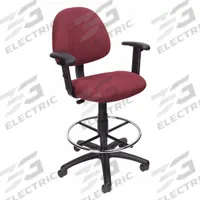 BOSS Drafting Chair: Red, Fabric Material, Adj Arms Arm, 18 1/2 in Seat Wd, 17 in Seat Dp (MPN B1616-BY). Key specifications — Brand: BOSS; Tilting Back: No; Frame Material: Nylon; Frame Color: Black.