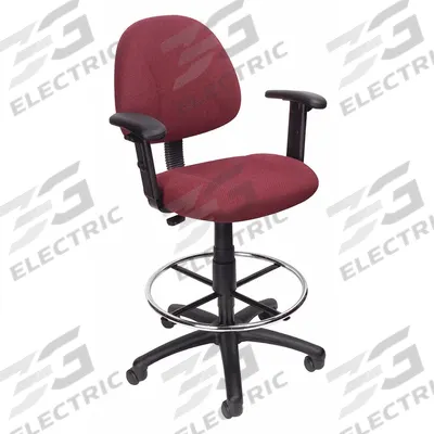 BOSS Drafting Chair: Red, Fabric Material, Adj Arms Arm, 18 1/2 in Seat Wd - Adjustable-Arm Drafting Chairs