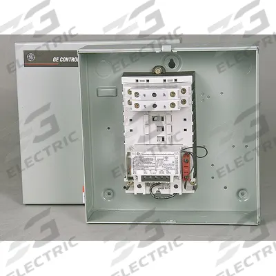 GE Lighting Magnetic Contactor: 4 Poles, 120V AC, 30 A - Enclosed Mechanically Held Lighting Contactors