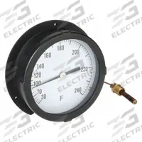 APPROVED VENDOR Analog Panel Mount Thermometer: 30°F to 240°F, ±1°F Scale Division, 6 in Dial Dia (MPN 12U666). Key specifications — Brand: APPROVED VENDOR; Accuracy: ±1 °F Scale Division.