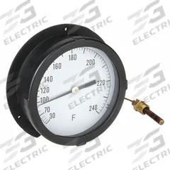 APPROVED VENDOR Analog Panel Mount Thermometer: 30°F to 240°F, ±1°F Scale Division, 6 in Dial Dia (MPN 12U666). Key specifications — Brand: APPROVED VENDOR; Accuracy: ±1 °F Scale Division.