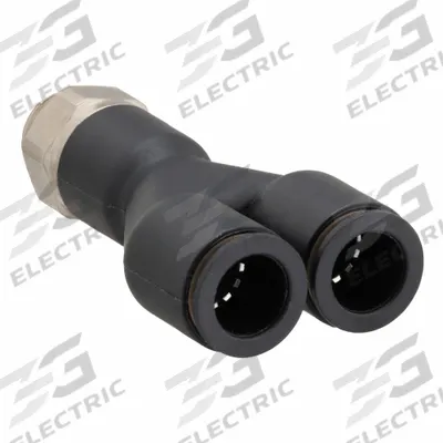 LEGRIS Push-Fit Wye Fitting: 1/4 in Pipe x 10 mm OD x 10 mm OD Size, Polymer - Nylon & Nickel-Plated Brass Tube Fittings