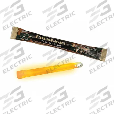 CHEMLIGHT BY CYALUME TECHNOLOGIES Lightstick: NSN 6260-01-247-0363 (Hook and Gate), Orange - Heavy-Duty Lightsticks