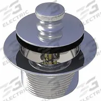 WATCO Drain Stopper: Brass/PVC, Chrome-Plated, 2 in Overall Dia, Push and Pull (MPN 38301-CP). Key specifications — Color: Silver; Includes: Strainer Body; Material: PVC.