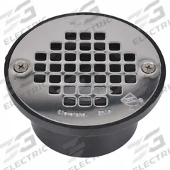 OATEY Floor Drain: 4 in Overall Dia, 4 in Grate Size, 2 in Nominal Pipe Size, Solvent Weld, Plastic (MPN 43578). Key specifications — Color: Black; Connection Type: Solvent Weld; Brand: OATEY; Includes: Screw-In Strainer.
