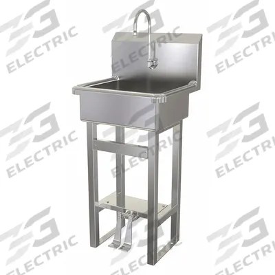 SANI-LAV Hand Sink: 43 1/2 in Overall Ht, 17 in Bowl Lg, 7 in Bowl Dp, 0.5 gpm Flow Rate - One-Station Freestanding Hand Sinks with Faucets