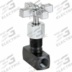 PARKER Metering Valve: 5 gpm Max Flow Rate, 1/4 in NPT, 1/4 in NPT, 5,000 psi Max Pressure, Steel (MPN MV400S). Key specifications — attr1018158: Manual; attr1018114: Rotary Knob; attr1018116: Steel; attr1018117: PARKER; attr1018137: Two-Way.