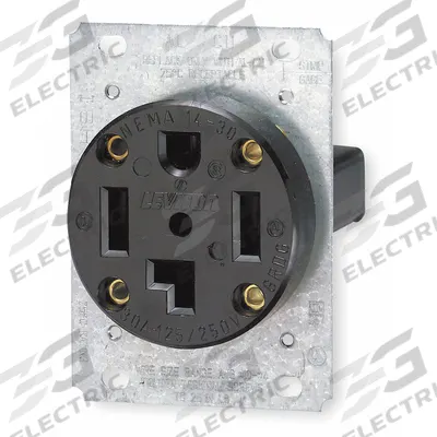 LEVITON Receptacle: Single, 14-30, Black, 125/250V AC, 30 A, 3 Pole / 4 Wire (MPN 278-S00) - General Purpose Receptacles