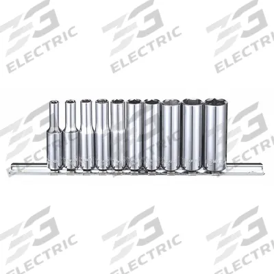 WESTWARD Socket Set: 1/4 in Drive, 10 Piece, 6-Point, SAE - SAE & Metric Socket Sets