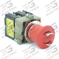 REES Emergency Stop Push Button: Non-Illuminated, Mushroom Head Profile, Non-Metallic, 22 mm (MPN 22102-122). Key specifications — Brand: REES; Action: Maintained; Push Button Material Type: Non-Metallic.